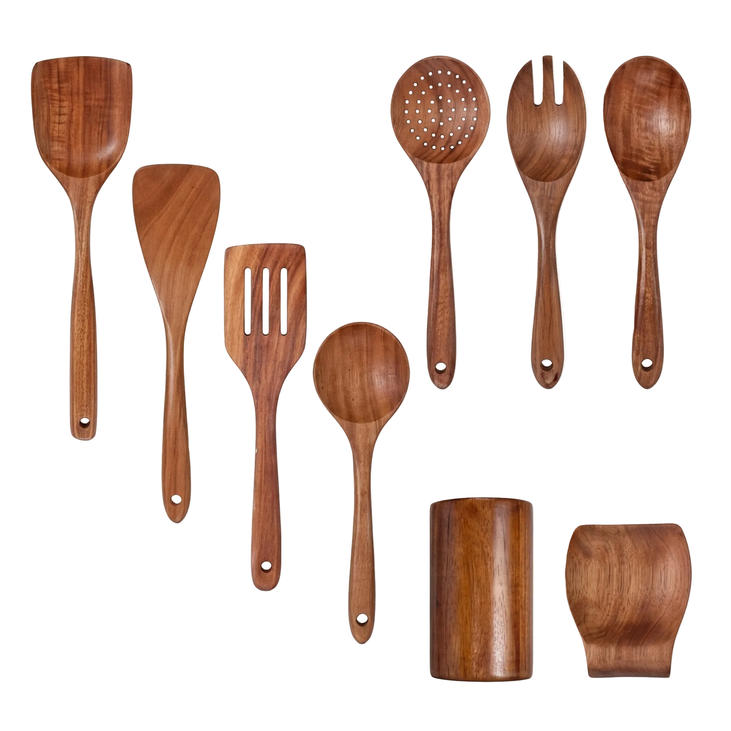 Microfree keukengerei set acaciahout - 9-delige houten kookgerei set