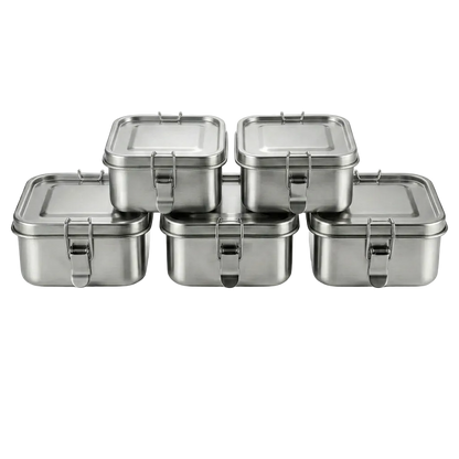 Microfree set van 5 roestvrij stalen bakjes - duurzame voedselcontainers zonder plastic
