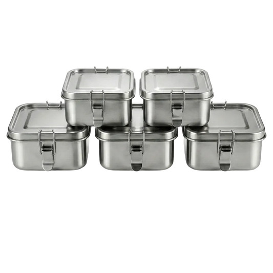 Microfree set van 5 roestvrij stalen bakjes - duurzame voedselcontainers zonder plastic