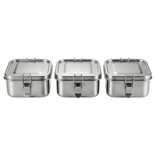 Microfree mealprep set - 3 roestvrij stalen lunchboxen voor gezonde maaltijdvoorbereiding
