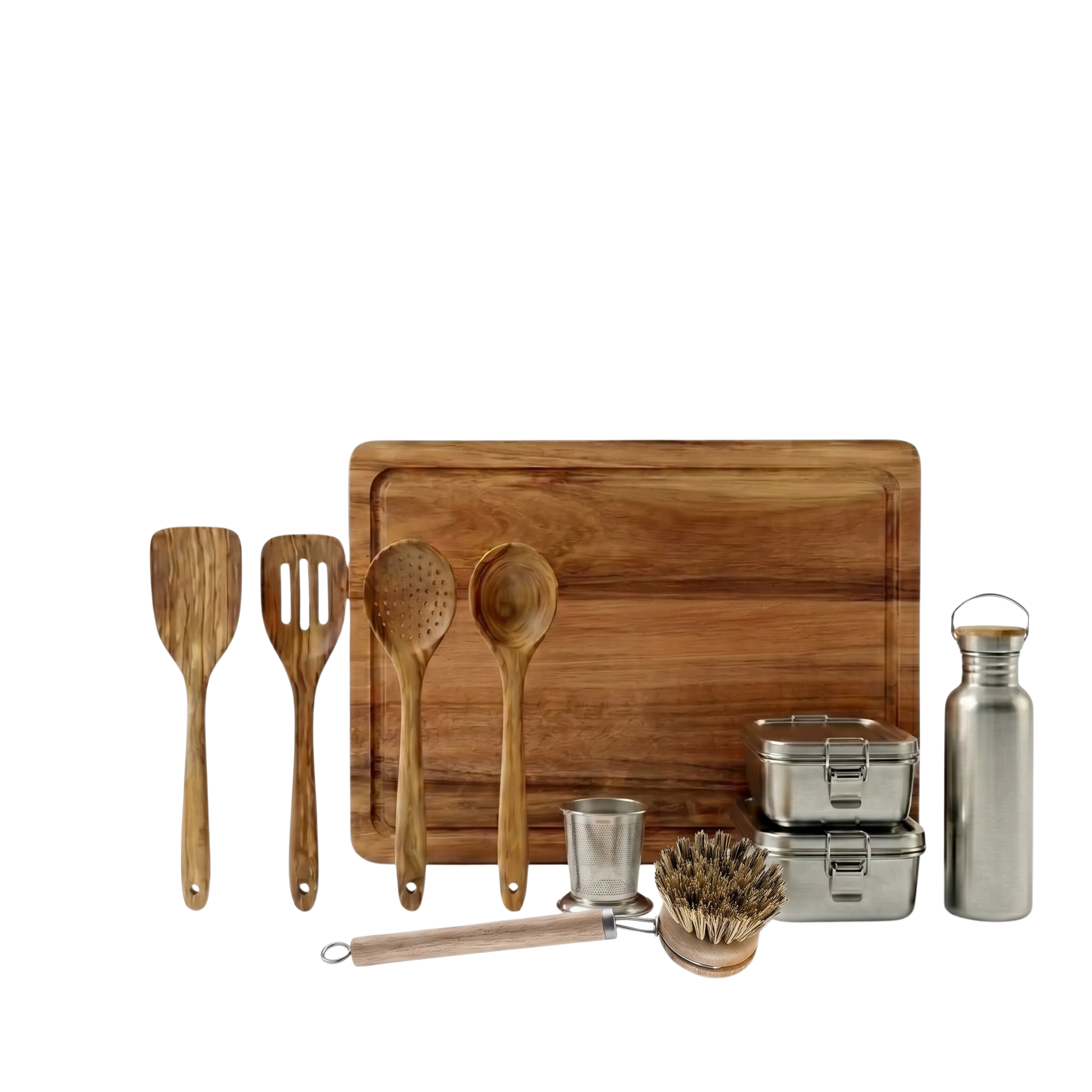 Microfree essentials pakket - complete duurzame keukenset van roestvrij staal en acaciahout